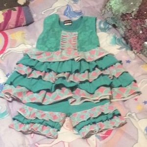 Ruffles  little girls short outfit. Size 5-6